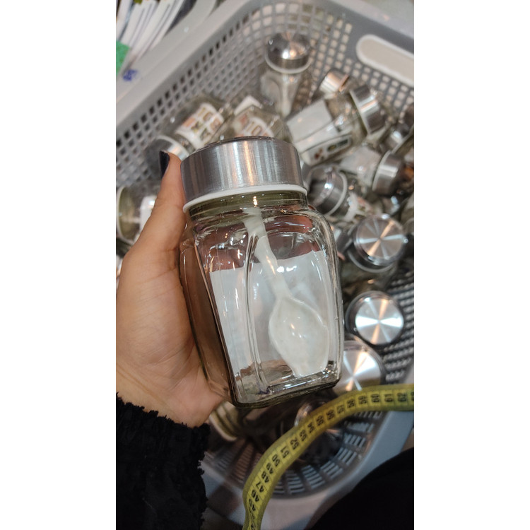 جا ادویه شیشه ای قاشق دار